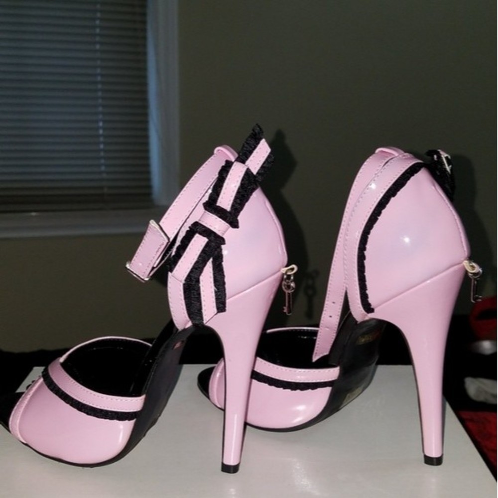 Patent Leather Pink/Black Stiletto Heels